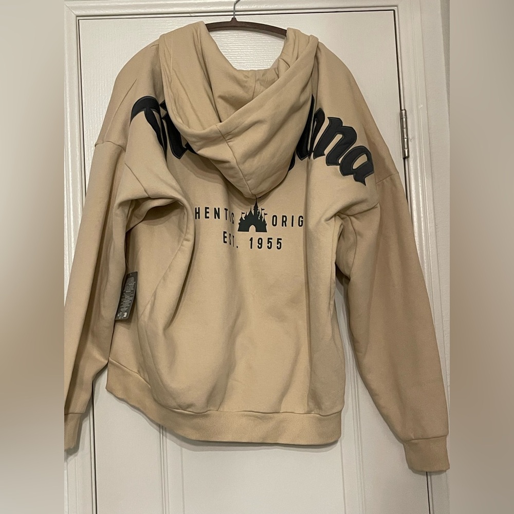 Disneyland Logo Zip Up Hoodie Beige Unisex Large Size Brand New
